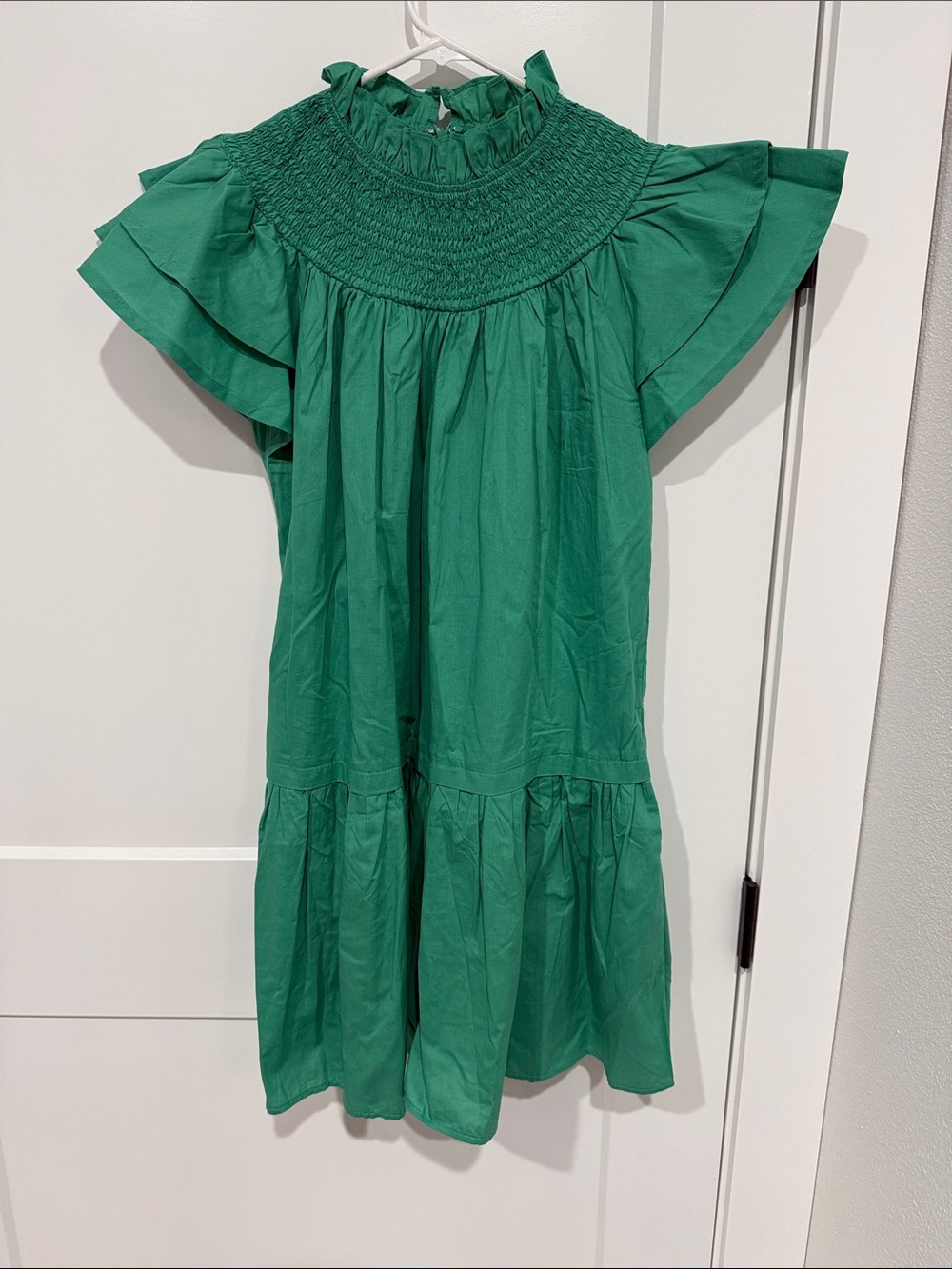 Pinch Womens' Green Ruffle Sleeve Smocked Dress